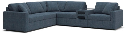 Modmax Sectional Ink blue fabric with center console and cup holders on Tampa Home & Garden Store