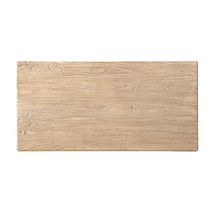 Coffee table top in light brown solid reclaimed elm with visible grain on Tampa Home & Garden Store