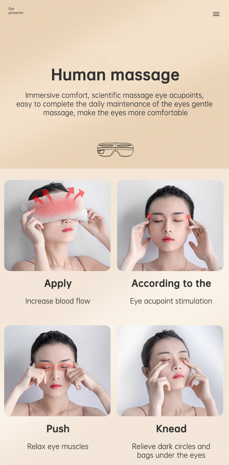 Eye Massager Air Pressure Vibration Eye Protector Bluetooth Eye Massage Relax Migraines Relief Improve Sleep - Tampa Home & Garden Store