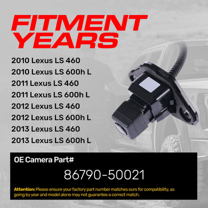 Master Tailgaters backup camera for Lexus LS 460/LS 600h L, OEM #86790-50021, black on Tampa Home & Garden Store