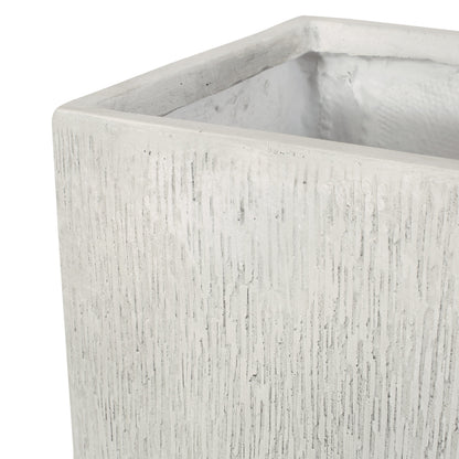 MGO Planter by HouseOfZazla, concrete planter with vertical ribbed texture in light gray on Tampa Home & Garden Store
