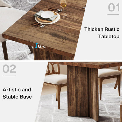 Dining Table For 4-6 People with Thick Rustic Top in warm brown by HouseOfZazla on Tampa Home & Garden Store