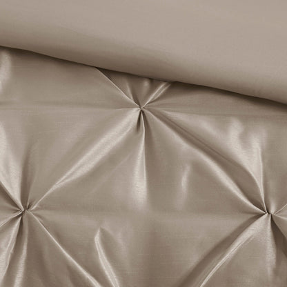 7 Piece Tufted Comforter Set Taupe California King with tufted satin-look fabric on Tampa Home & Garden Store