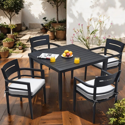 Outdoor Modern Dining Set with Cushioned Chairs