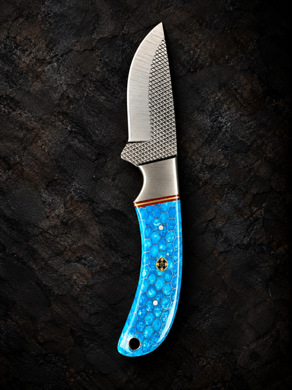Titan Blue Trail Skinner fixed blade with high carbon RASP blade and honeycomb resin handle on Tampa Home & Garden Store