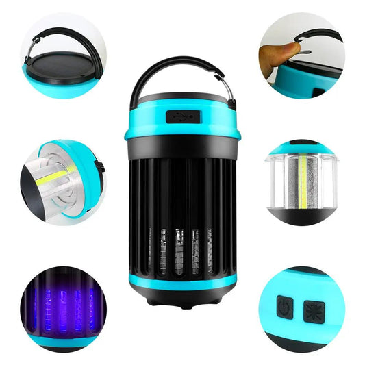 Solar Mosquito Killer Lamp turquoise outdoor waterproof with USB recharge and UV light on Tampa Home & Garden Store