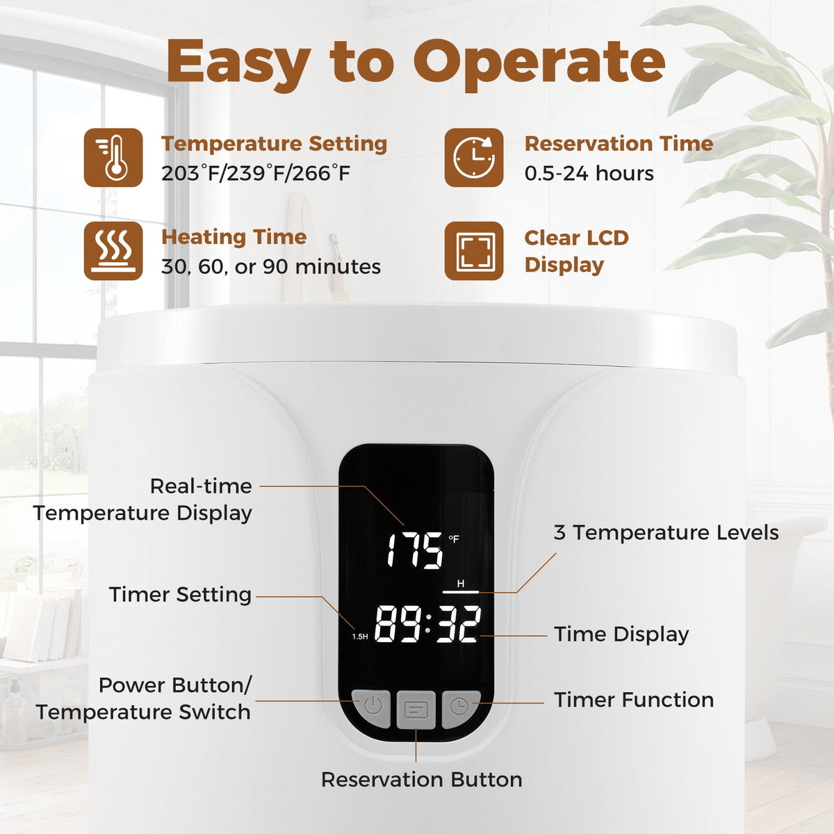 DirectDeals 20L hot towel warmer bucket in white with display and 30/60/90 min heating on Tampa Home & Garden Store
