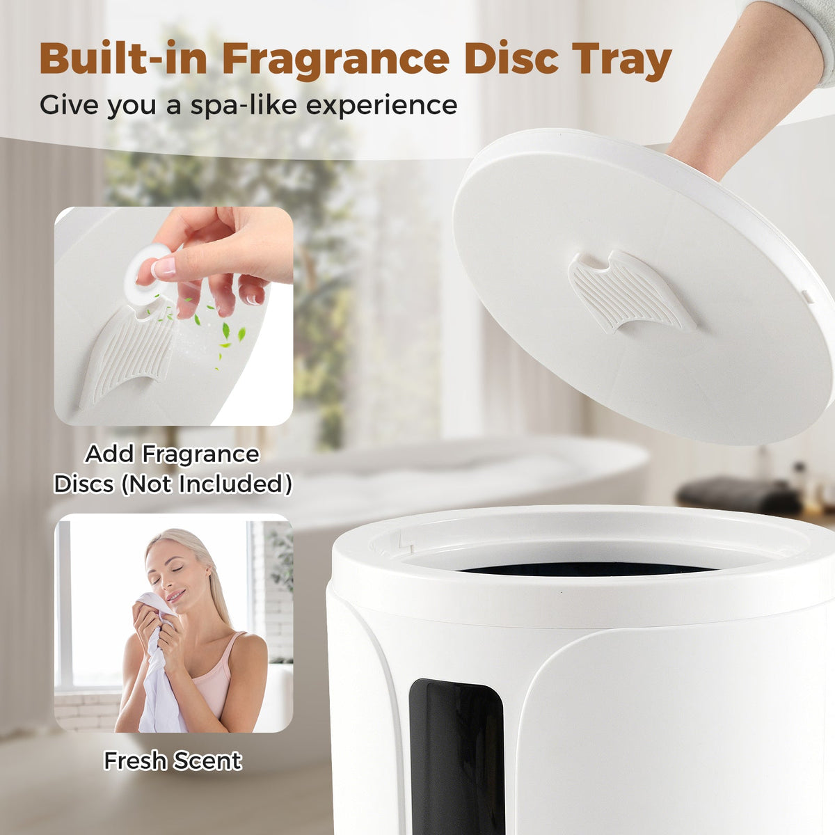 20L towel warmer bucket by DirectDeals, white with fragrance disc tray, 30/60/90 heating on Tampa Home & Garden Store