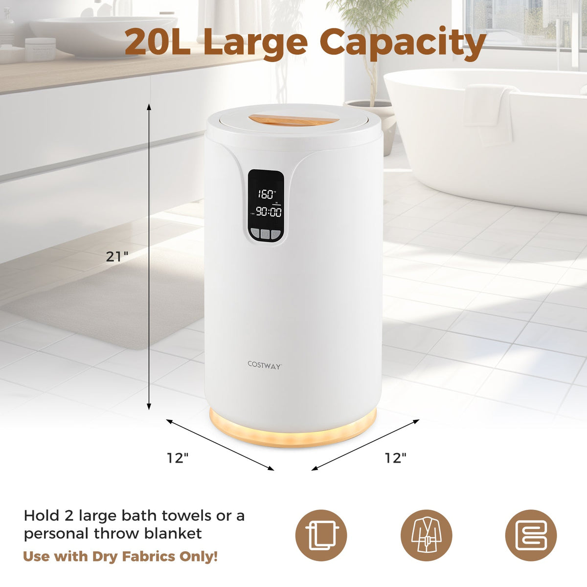 20L hot towel warmer bucket in white with digital display and 30/60/90 min timers DirectDeals on Tampa Home & Garden Store