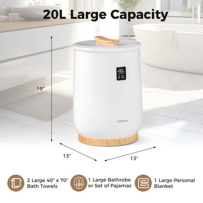 20L Large Heated Towel Warmer with LED Display and Button Control-White