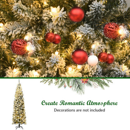 7.5 ft pre-lit snow-flocked artificial pencil Christmas tree with LED lights by DirectDeals on Tampa Home & Garden Store
