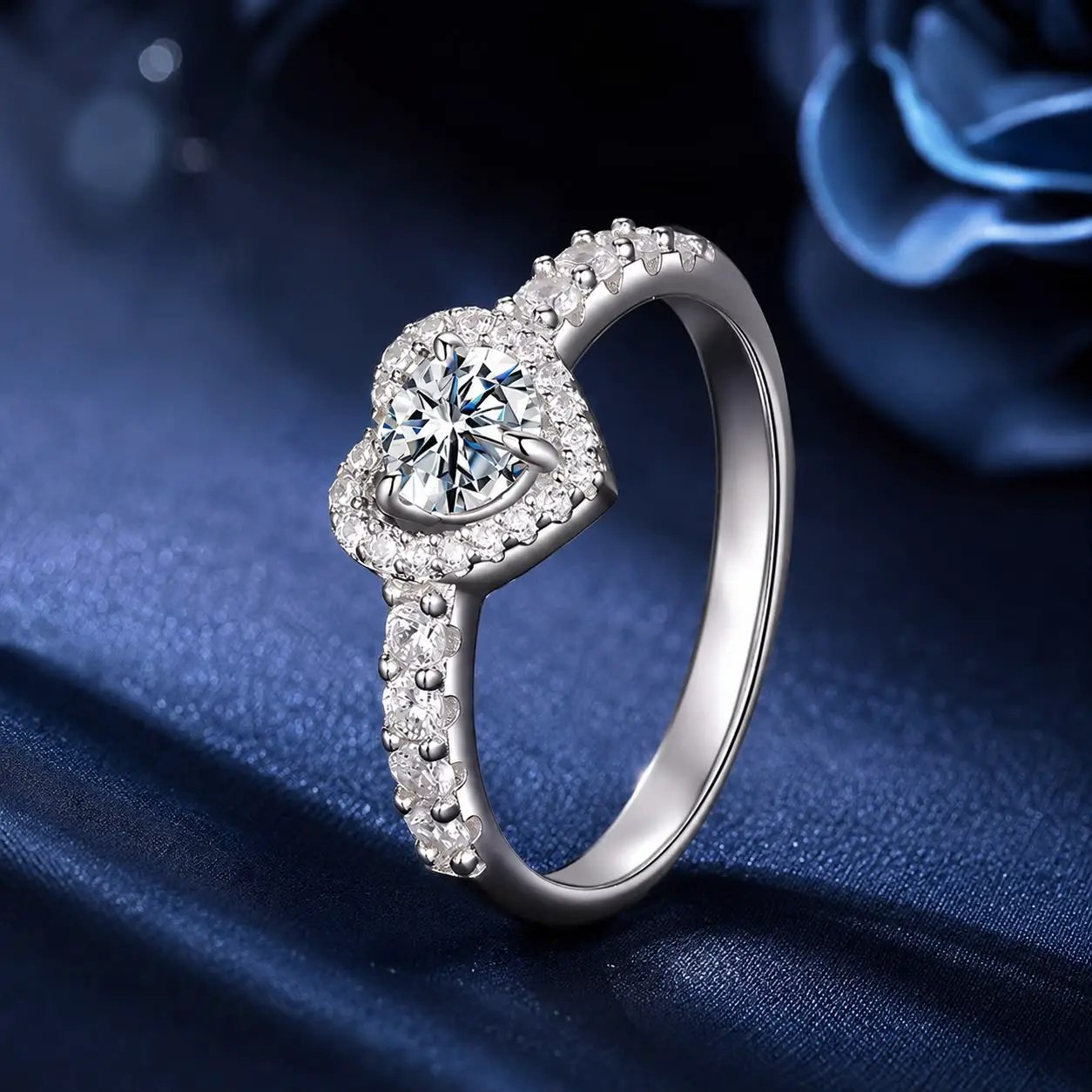925 Sterling Silver Moissanite Heart Ring 0.5ct, size 6, by Bids.com on Tampa Home & Garden Store