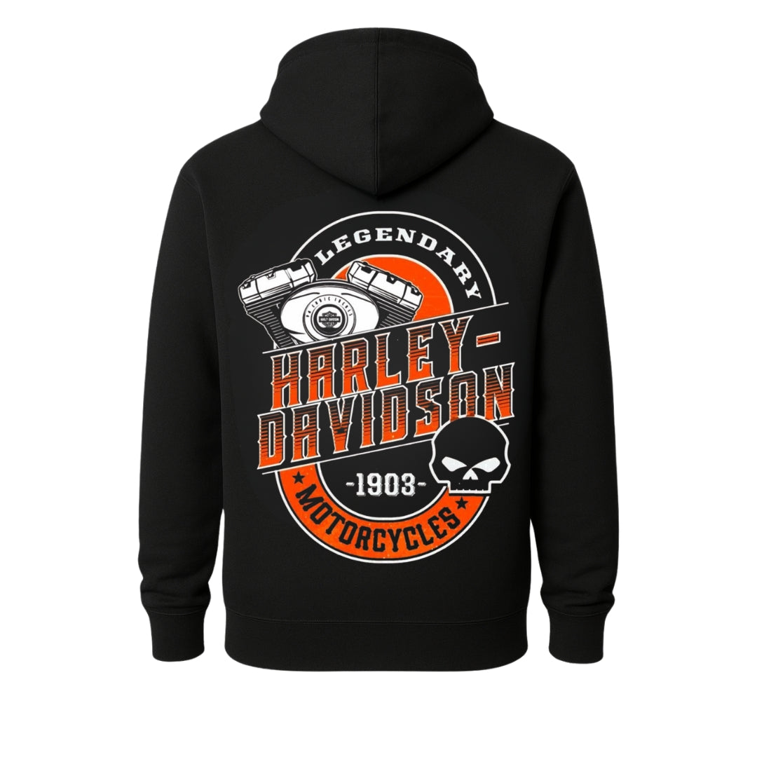 Homecoming Biker Festival hoodie black with Harley-Davidson graphic by BikerZoneZ skull emblem on Tampa Home & Garden Store