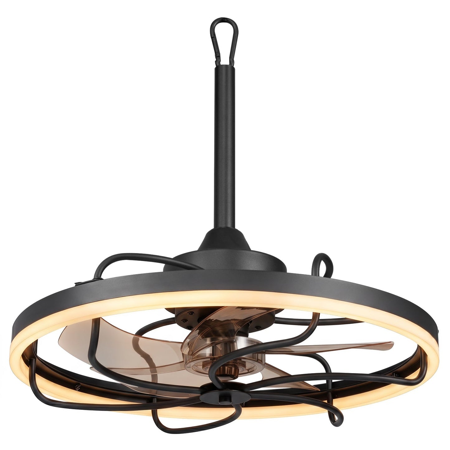 Ceiling fan DirectDeals 20in black with dimmable LED ring light and remote on Tampa Home & Garden Store