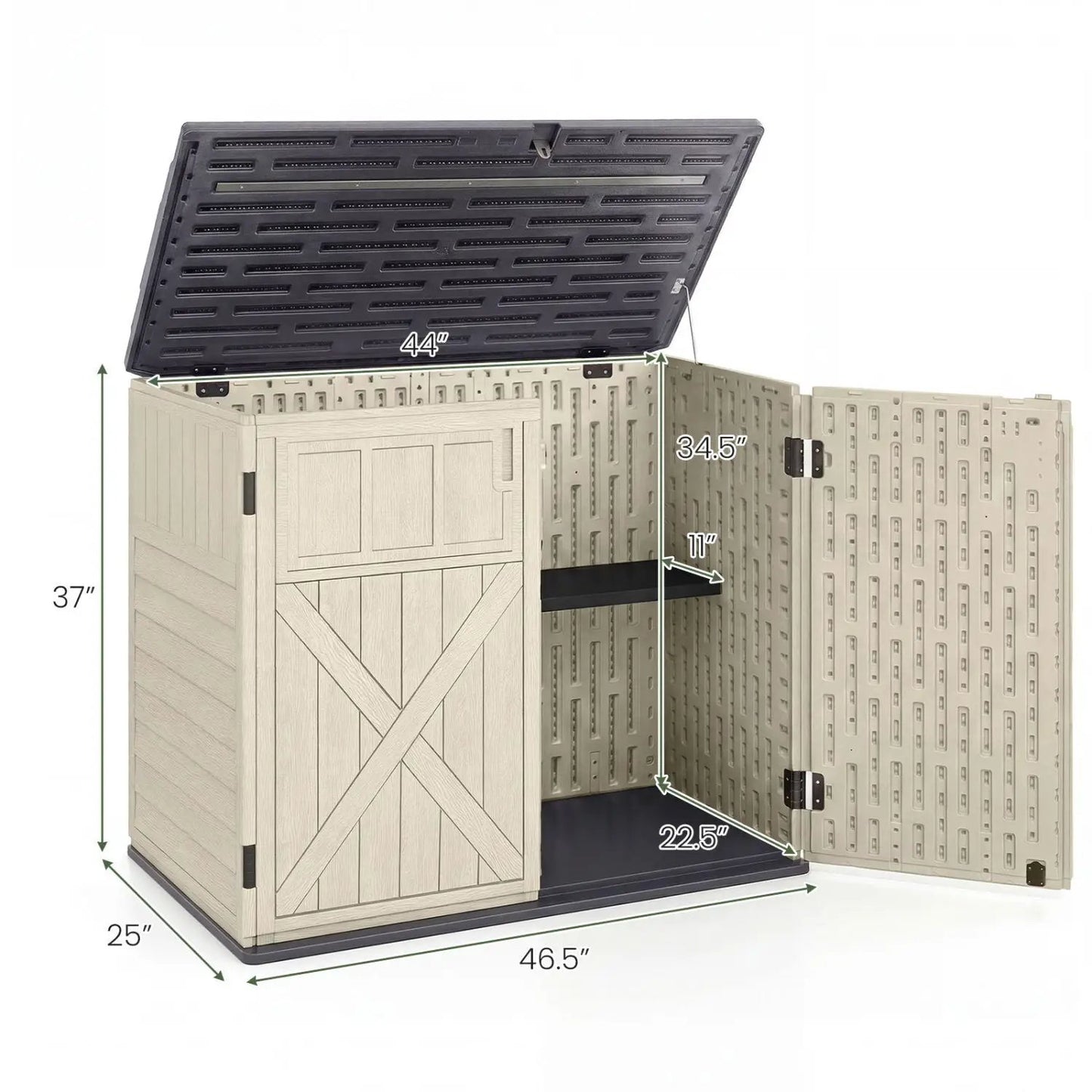 20 Cu Ft Horizontal Resin Storage Shed With Shelf