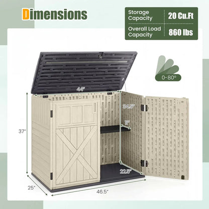 20 Cu Ft Horizontal Resin Storage Shed With Shelf