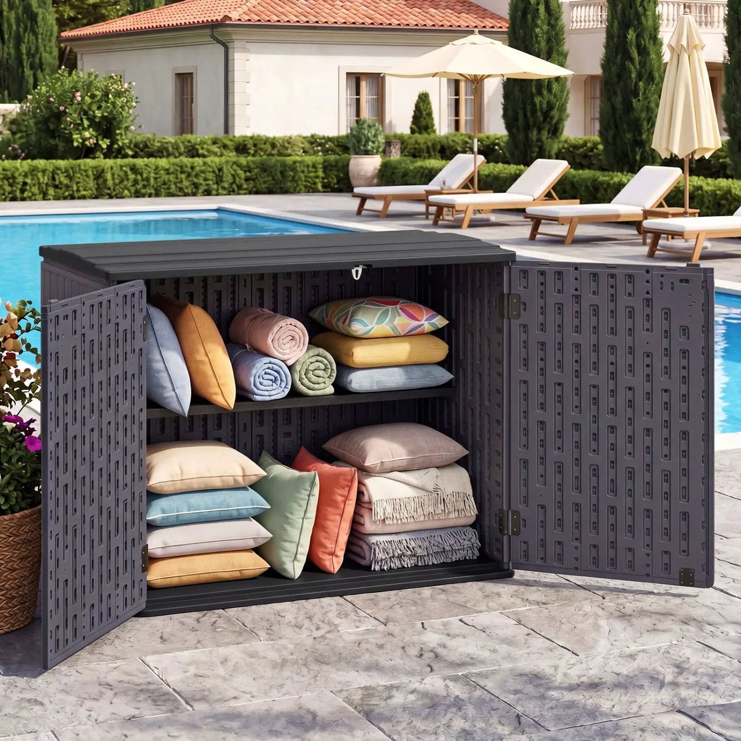 20 Cu Ft Horizontal Resin Storage Shed With Shelf