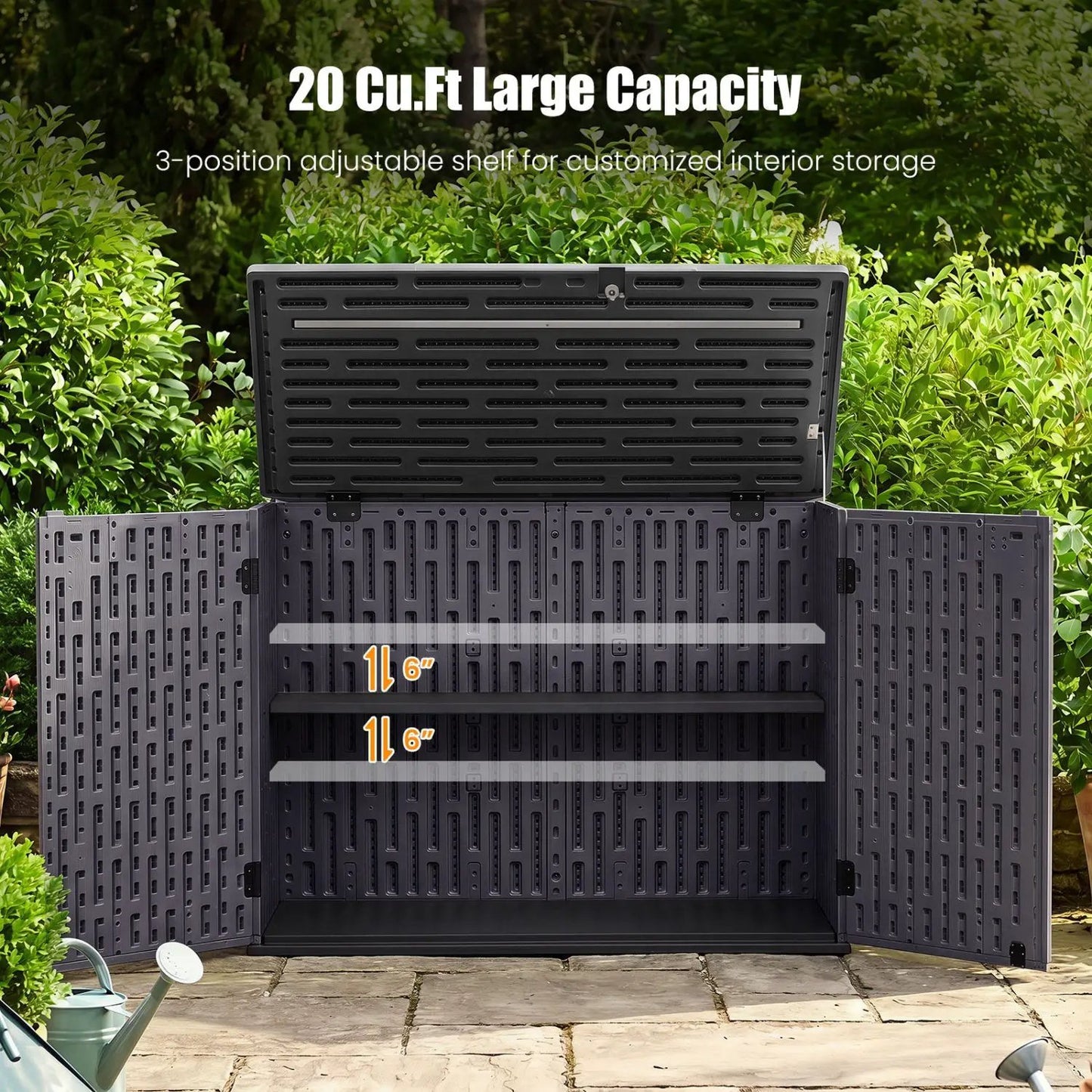 20 Cu Ft Horizontal Resin Storage Shed With Shelf