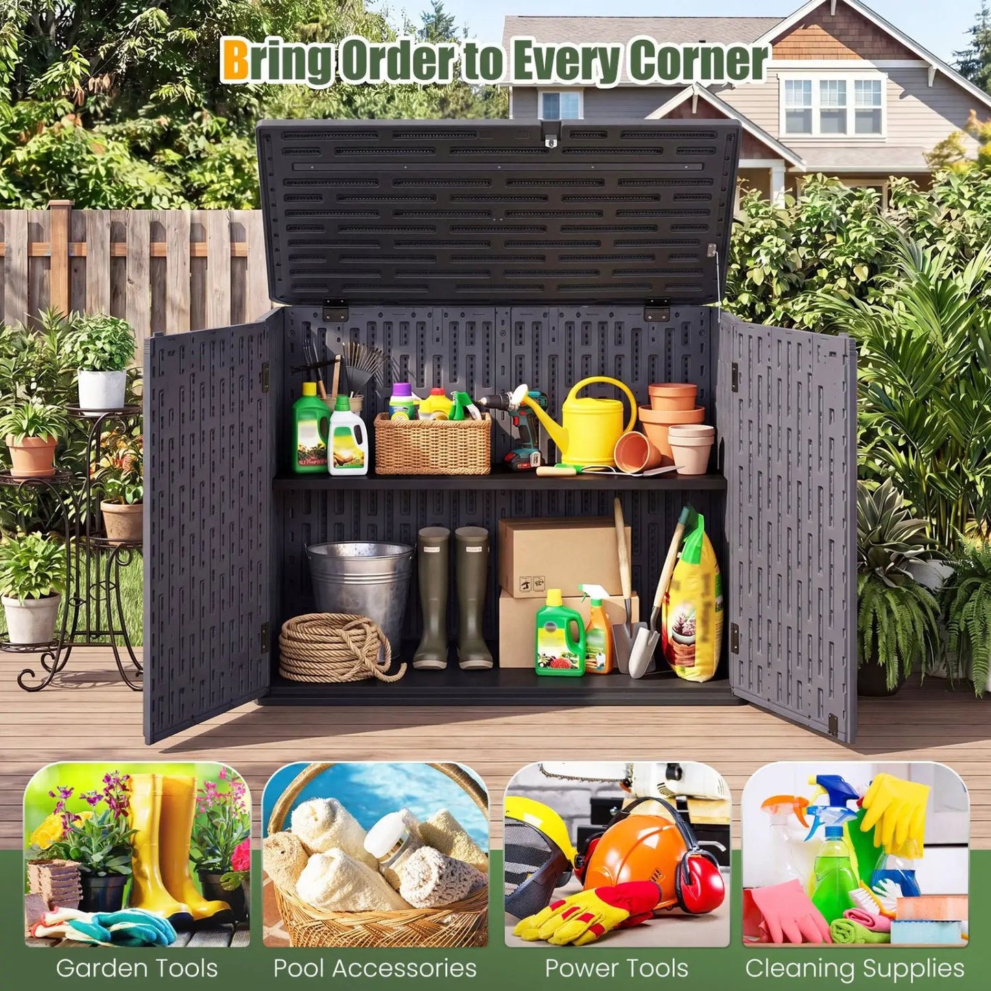 20 Cu Ft Horizontal Resin Storage Shed With Shelf