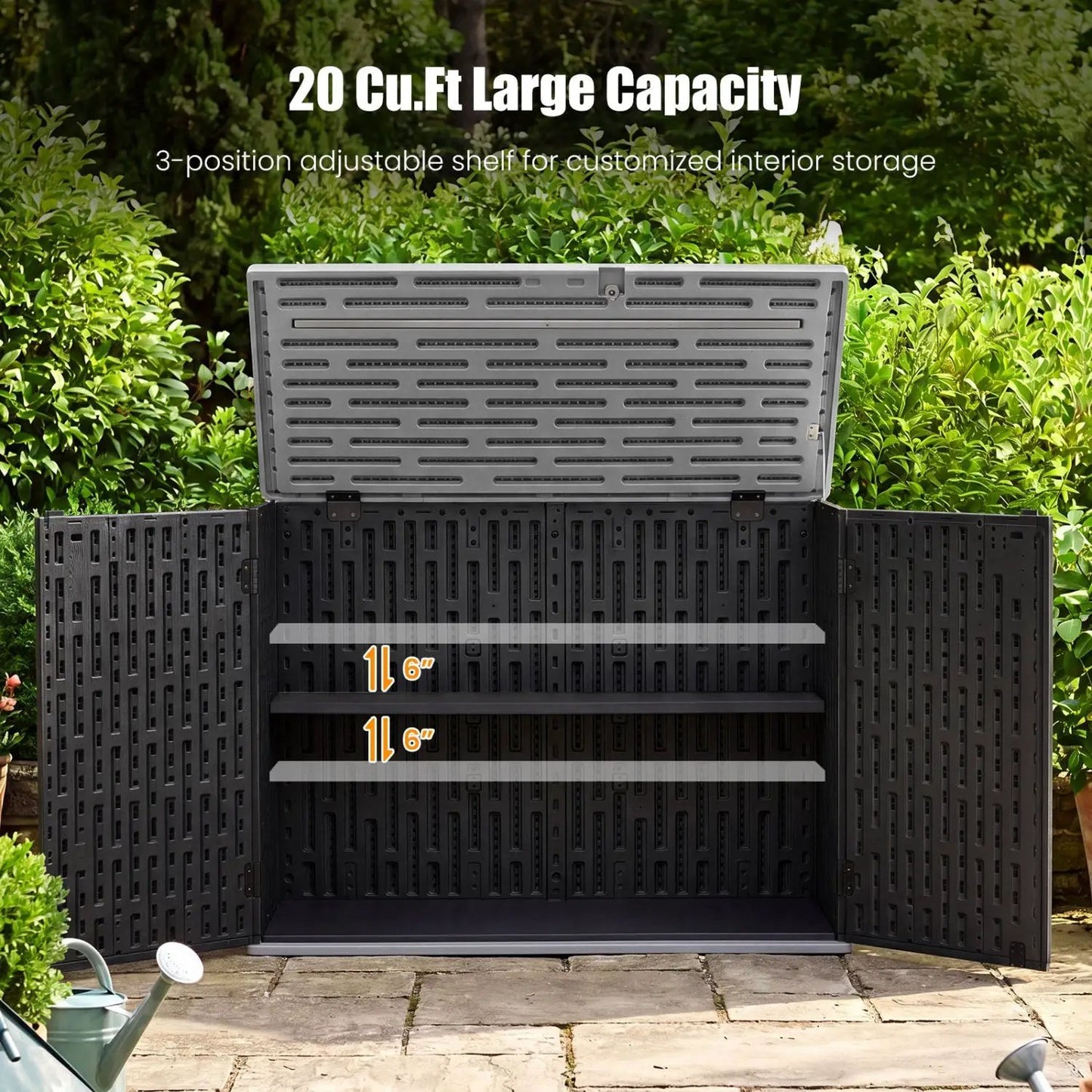 20 Cu Ft Horizontal Resin Storage Shed With Shelf