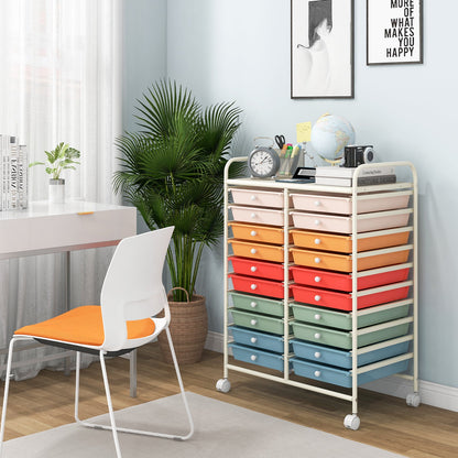 Carrito de almacenamiento con ruedas de 20 cajones para estudio - multicolor profundo