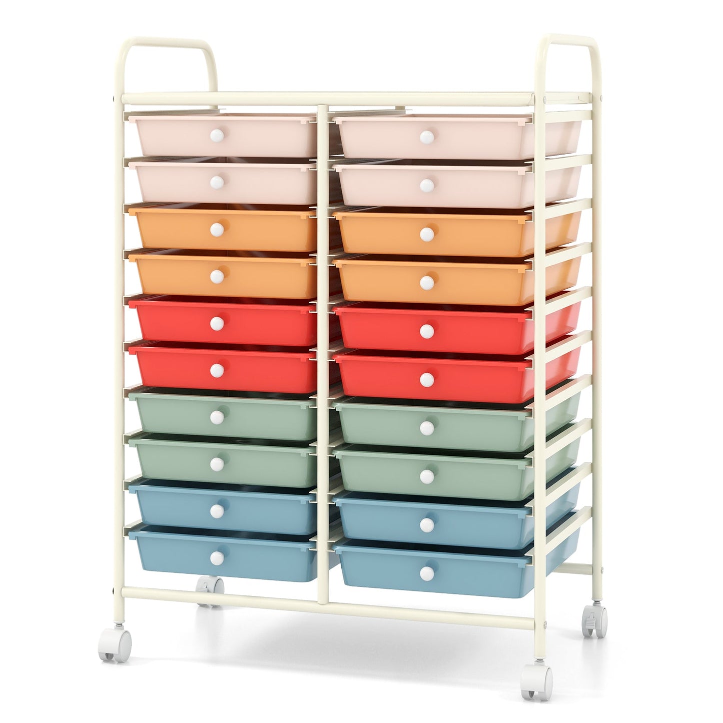 Carrito de almacenamiento con ruedas de 20 cajones para estudio - multicolor profundo