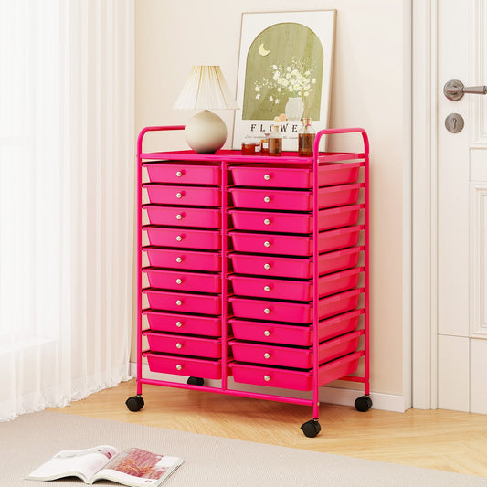 20 Removable Drawers Rolling Storage Cart Studio Organizer-Pink - Tampa Home & Garden Store