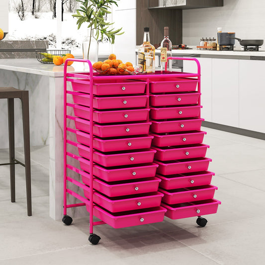 20 Removable Drawers Rolling Storage Cart Studio Organizer-Pink - Tampa Home & Garden Store