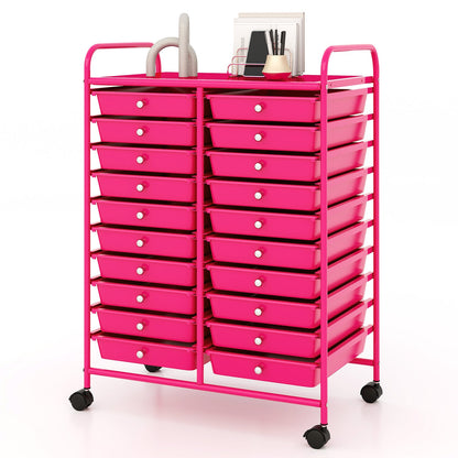 20 Removable Drawers Rolling Storage Cart Studio Organizer-Pink