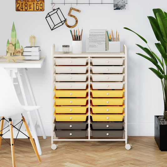 20 Drawers Storage Rolling Cart Studio Organizer-Yellow - Tampa Home & Garden Store