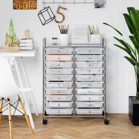 20 Drawers Storage Rolling Cart Studio Organizer-Transparent - Tampa Home & Garden Store