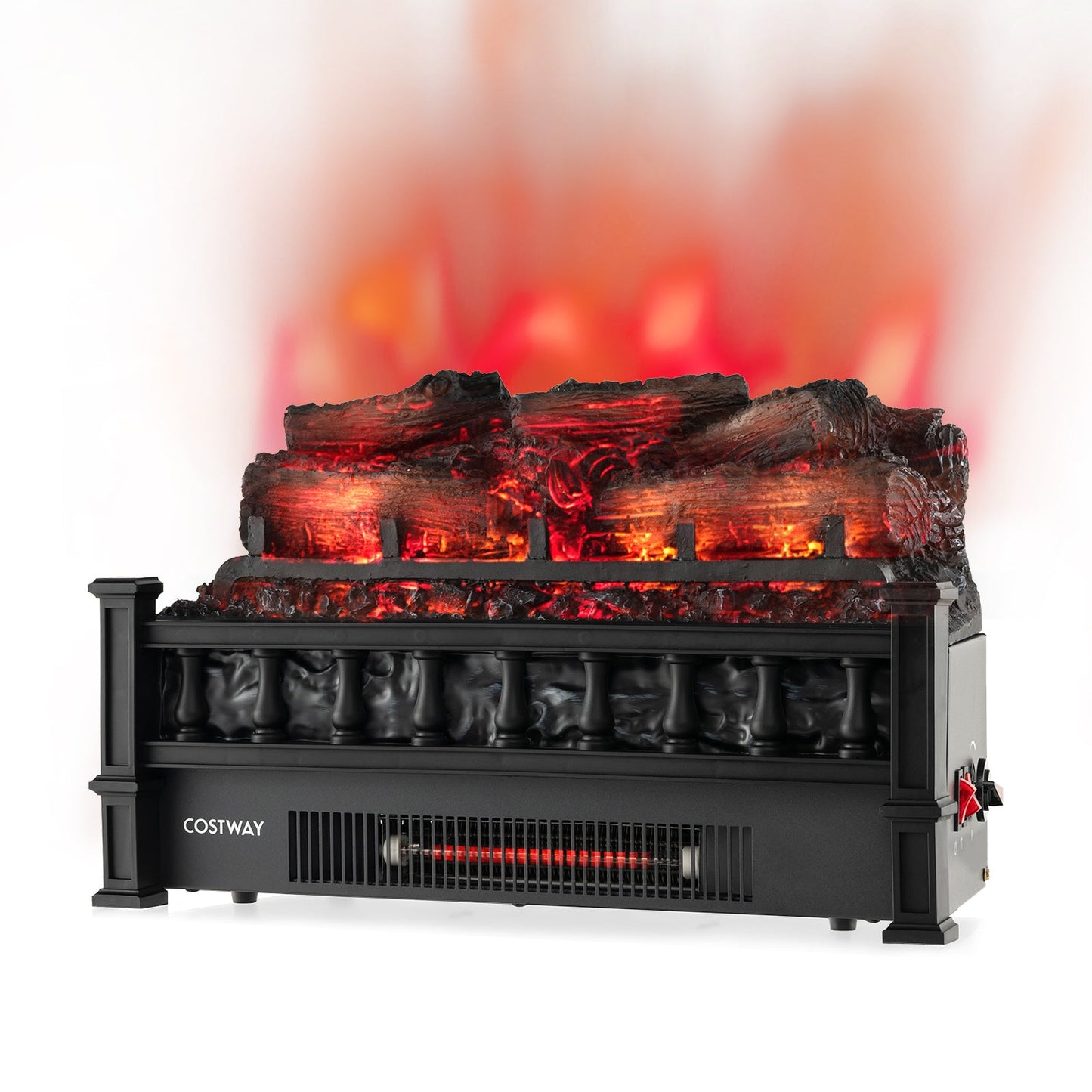20-inch electric fireplace heater with pinewood ember bed in black Costway indoor fireplace on Tampa Home & Garden Store