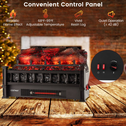 20-Inch Black Electric Fireplace Heater with Realistic Pinewood Ember Bed by DirectDeals on Tampa Home & Garden Store