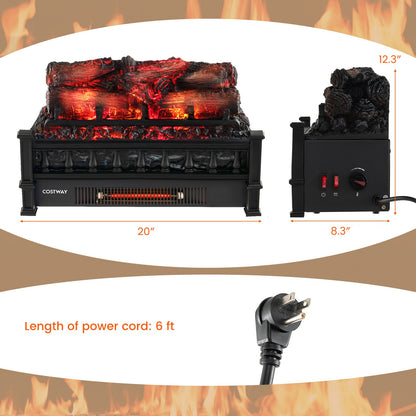 DirectDeals 20 inch electric fireplace heater with pinewood ember bed black indoor fireplace on Tampa Home & Garden Store