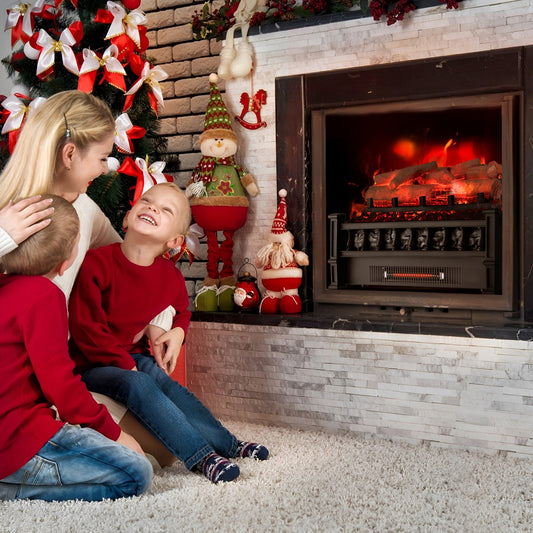 20 Inch Electric Fireplace Heater with Birchwood Ember Bed in Black by DirectDeals on Tampa Home & Garden Store