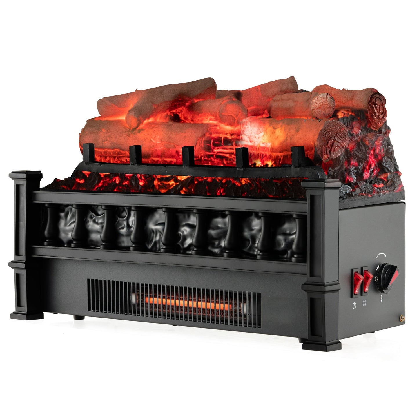 DirectDeals 20 inch electric fireplace heater birchwood ember bed black indoor fireplace on Tampa Home & Garden Store