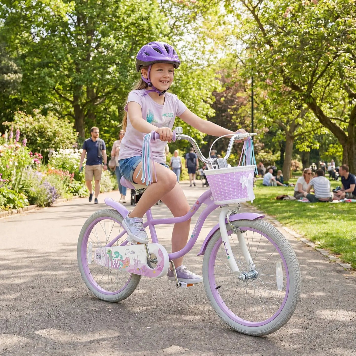 Kids Bike 12-20 Inch With Training Wheels Purple