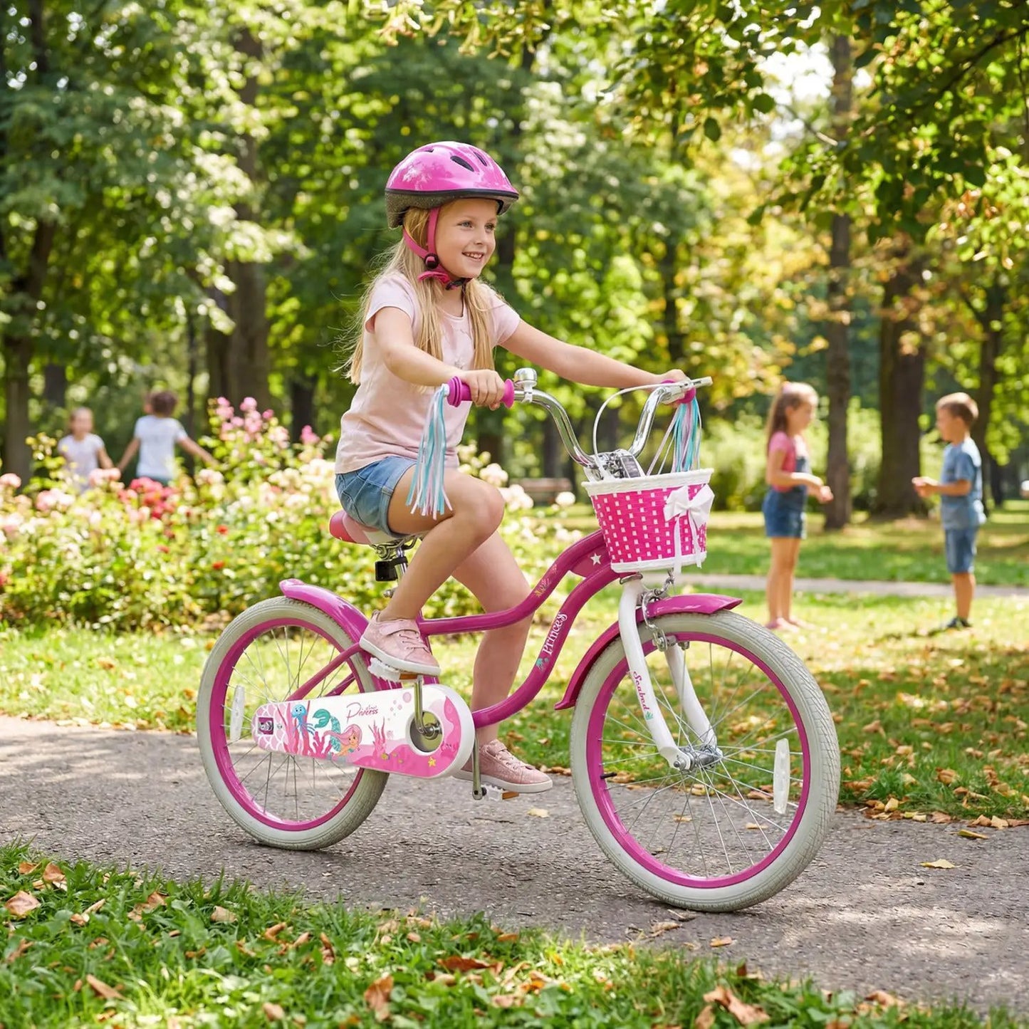 Kids Bike 18 Inch With Training Wheels Rose Red