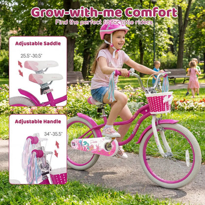 Kids Bike 18 Inch With Training Wheels Rose Red