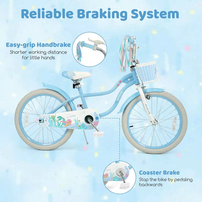 Kids Mermaid Bike 12 to 20 Training Wheels Basket
