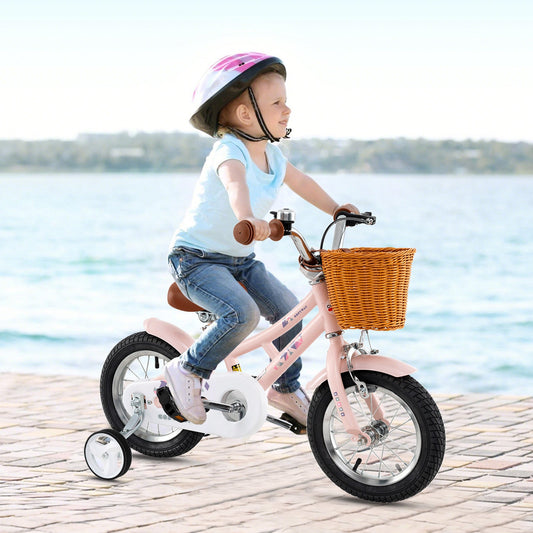 14 Inch Kids Bike Retro Bicycle with Adjustable Height and Basket for Ages 3-5 Years Old- - Tampa Home & Garden Store