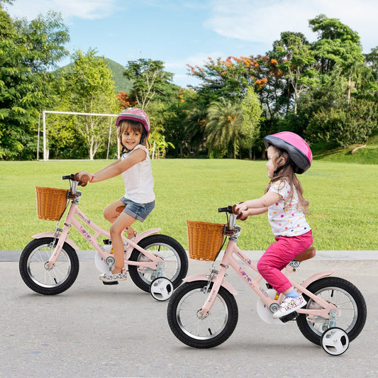 14 Inch Kids Bike Retro Bicycle with Adjustable Height and Basket for Ages 3-5 Years Old- - Tampa Home & Garden Store