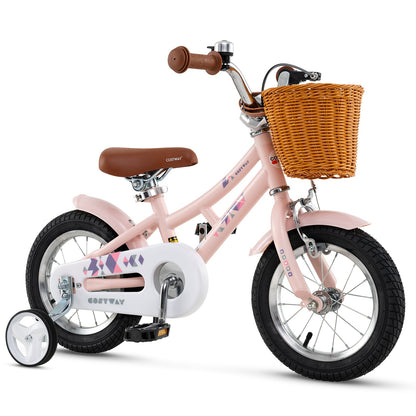 14 Inch Kids Bike Retro Bicycle with Adjustable Height and Basket for Ages 3-5 Years Old-
