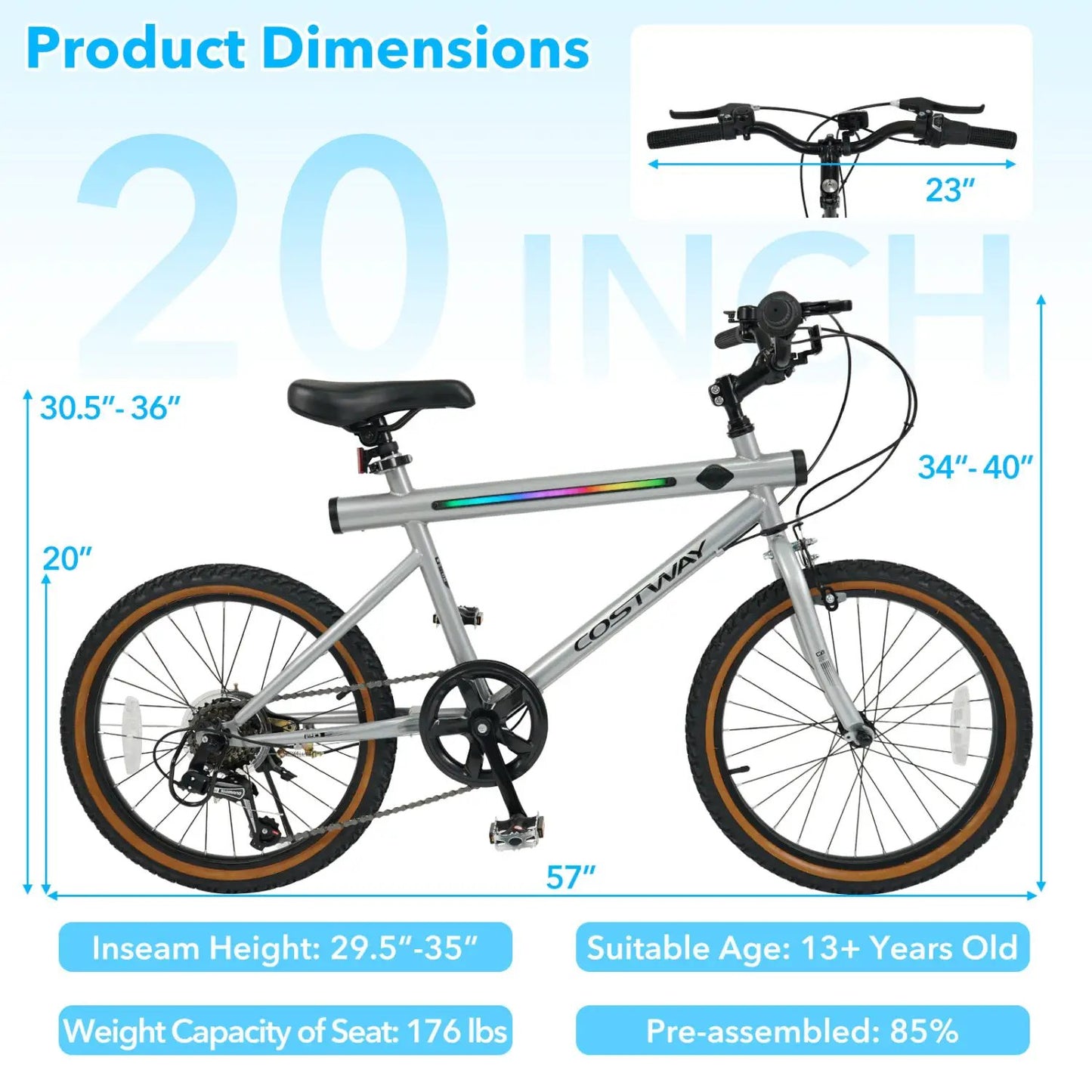 20 Inch LED Cycling Bike with Speakers and Lights