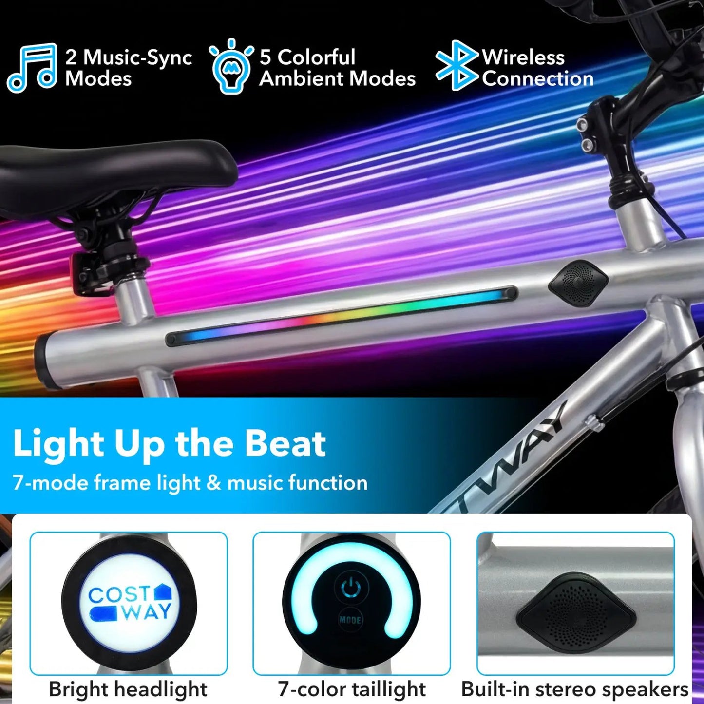 20 Inch LED Cycling Bike with Speakers and Lights
