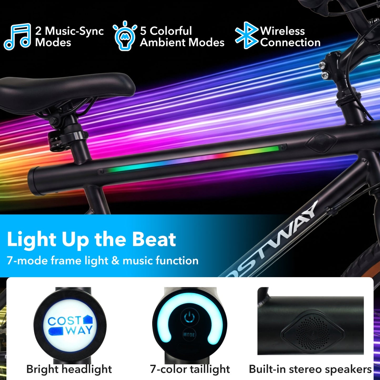 20 Inch LED Cycling Bike with Speakers and Lights
