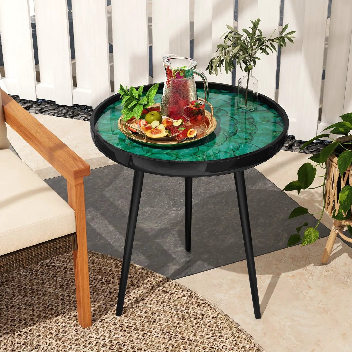 Sea Shell Table With Tray Top Midcentury Modern