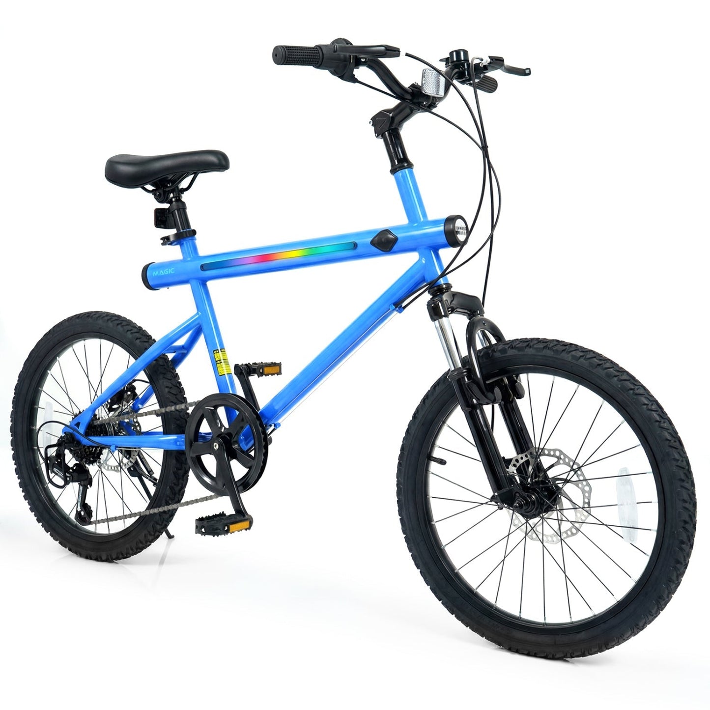 20-inch blue commuter bicycle by GemGear with rainbow LED strip stereo 6-speed Shimano on Tampa Home & Garden Store