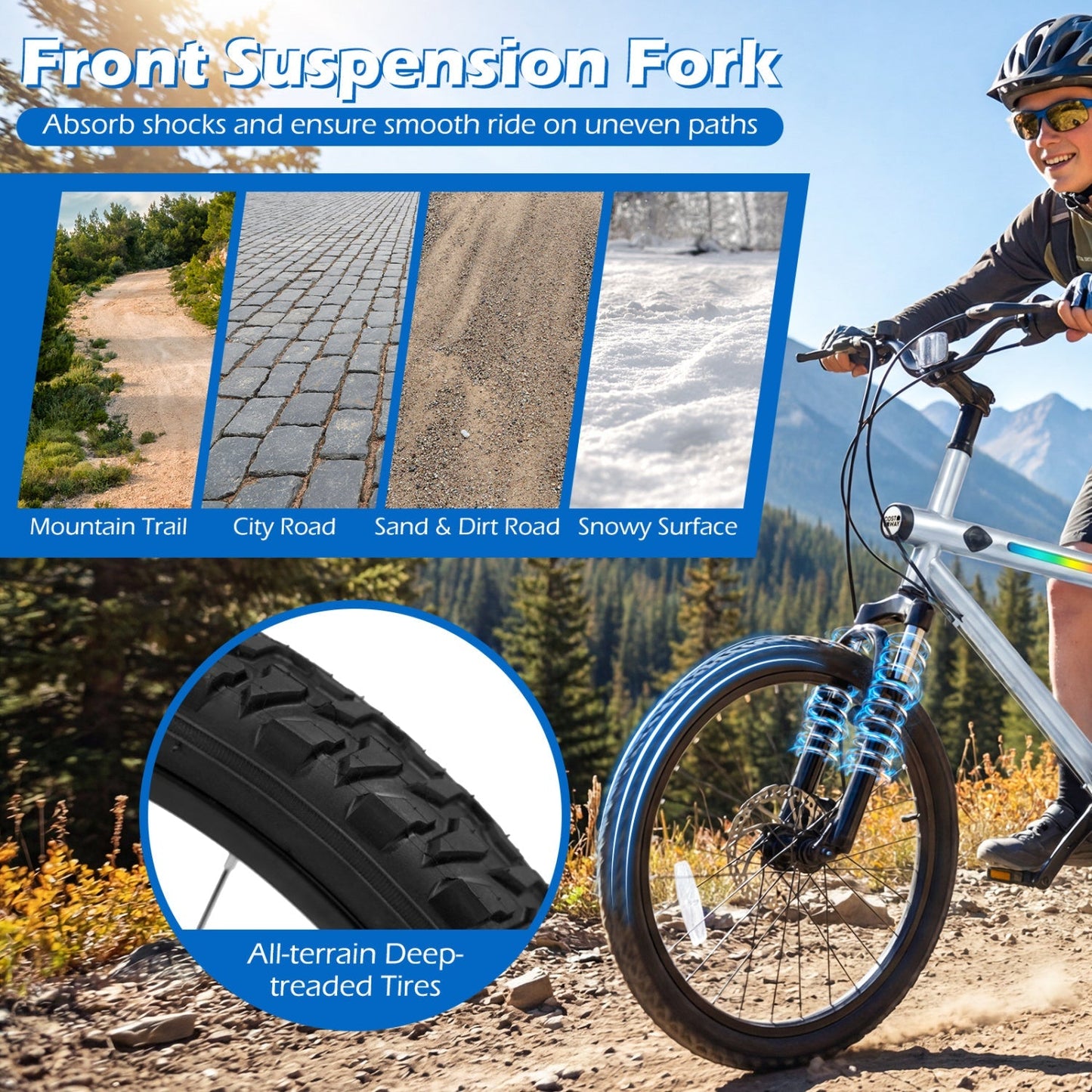 GemGear 20-Inch LED-lit commuter bicycle with front suspension and all-terrain deep-tread tires on Tampa Home & Garden Store