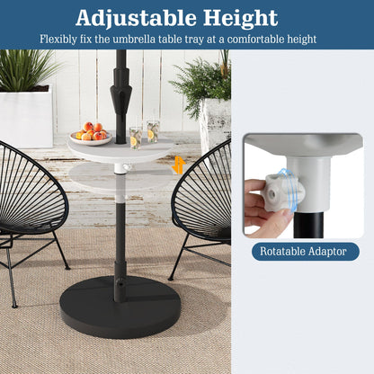 20 Inch Outdoor Adjustable Umbrella Table for 2 Sizes Patio Umbrella Pole